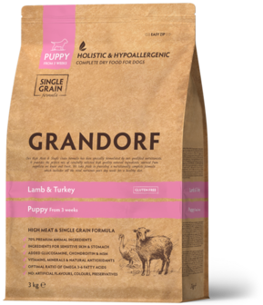 Grandorf - Lam &amp; Kalkoen &ndash; Puppy Alle Rassen - 3 kg