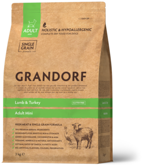 Grandorf - Lam &amp; Kalkoen &ndash; Volwassen Mini Rassen - 8 kg